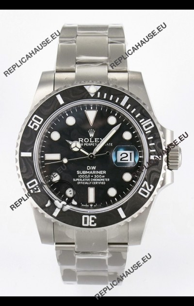 Rolex Submariner DiW Sandblasted Steel Casing Carbon Fiber Bezel Watch Black Dial