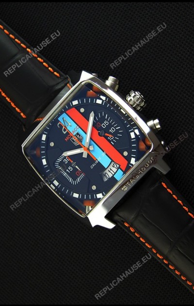 Tag Heuer Monaco 24 Quartz Replica Watch in Red/Blue Stripes Dial