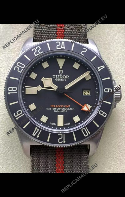 Tudor Pelagos FXD GMT Titanium Casing 1:1 Mirror Replica Black Dial in Green Nato Strap