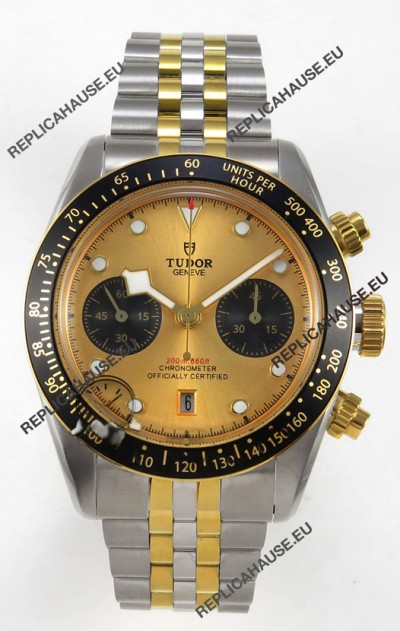 Tudor Super Clone Black Bay Chronograph Two Tone Watch in Gold Dial