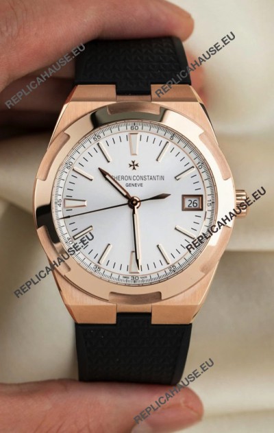 Vacheron Constantin Super Clone Overseas Edition Rose Gold Casing Rubber Strap