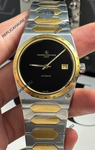 Vacheron Constantin Historiques 222 Super Clone 37MM Two Tone Casing Watch in Black Dial 