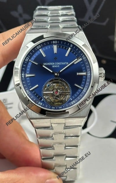 Vacheron Constantin Overseas Tourbillon Stainless Steel in Blue Dial Gold Strap 1:1 Mirror Replica
