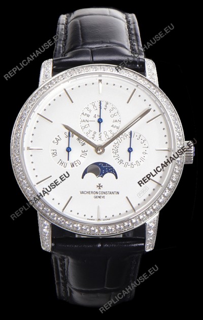 Vacheron Constantin Patrimony Perpetual Calendar Ultra-Thin White Gold White Dial Swiss Replica