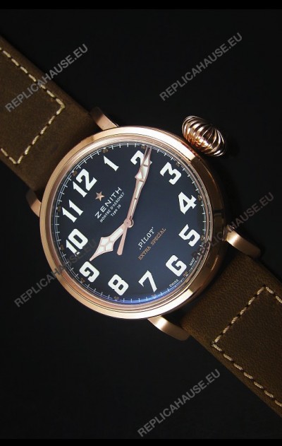 Zenith Pilot Type 20 Extra Special Edition Rose Gold Swiss 1:1 Mirror Replica Watch 