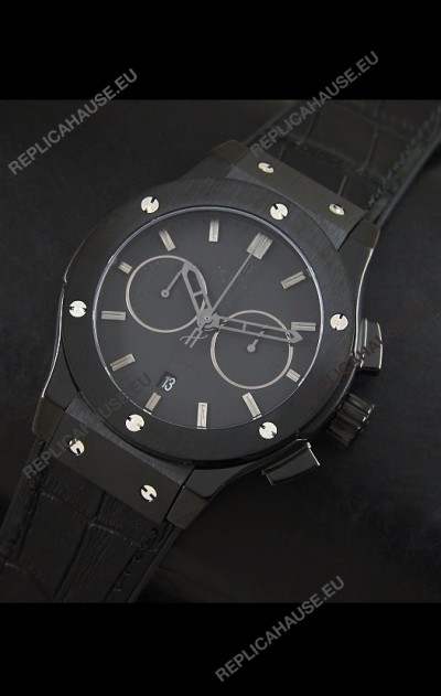 Hublot Big Bang Classic Fusion Swiss Replica PVD Watch in Black Strap