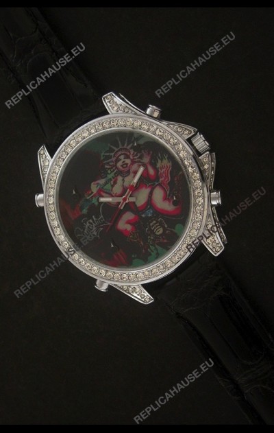 Five Time Zones J&C Imitations Japanese Watch in Full Diamonds