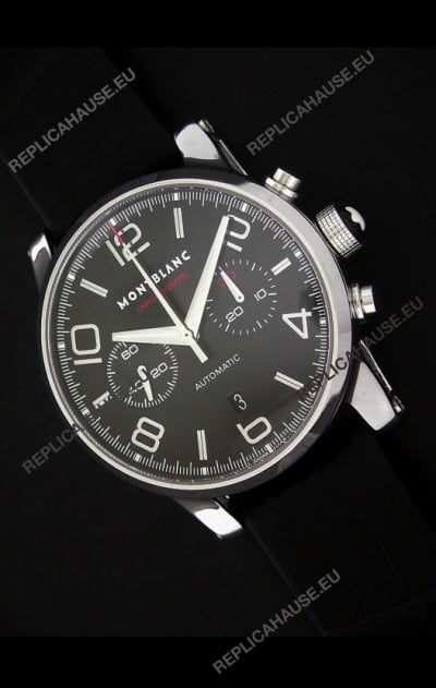 Mont Blanc Meisterstuck Timewalker Swiss Watch in Black Dial