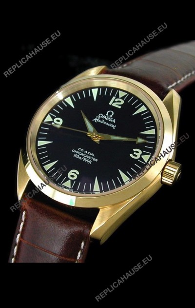 Omega Railmaster Swiss Watch in Rose Gold Casing
