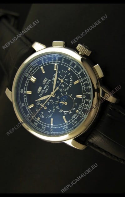 Patek Philippe Complications Japanese Replica Watch in Black Dial