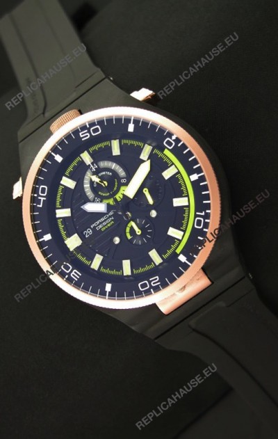 Porsche Design Diver Japanese Replica PVD Watch in Gold Bezel