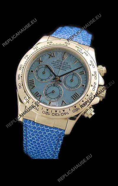 Rolex Daytona Cosmograph Swiss Replica Steel Watch in Blue Pearl Dial