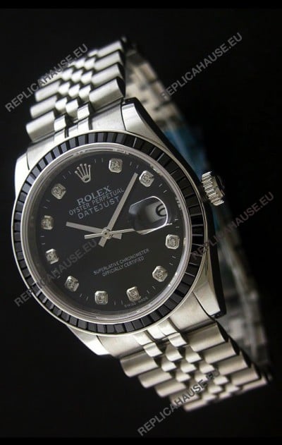 Rolex Datejust SwissÂ Replica Automatic Watch in Black Dial