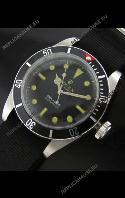 RolexÂ Submariner Swiss Replica Watch in Domed Crystal Nylon Strap
