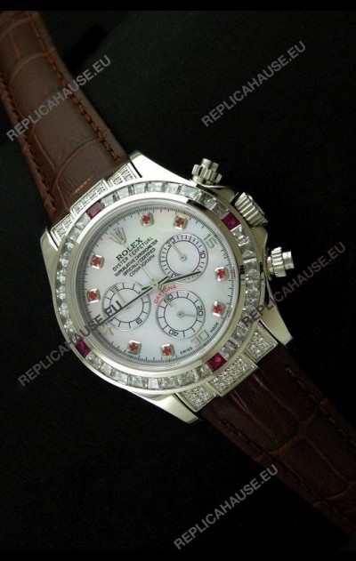 Rolex Oyster Perpetual Cosmograph Daytona Swiss Replica Watch in Brown Strap