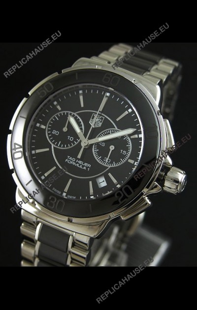 Tag Heuer Formula 1 Chronograph Swiss Replica Ceramic Ladies Watch in Black Dial