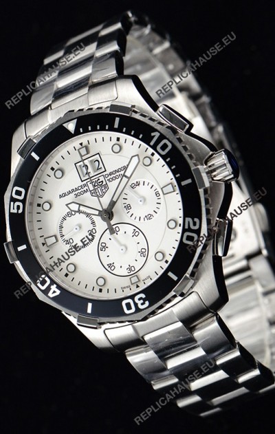 Tag Heuer Aquaracer Chronograph Swiss Quartz White Dial Watch 