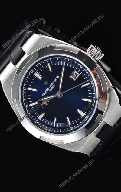 Vacheron Constantin Overseas MoonPhase Stainless Steel Swiss Watch in Blue Dial