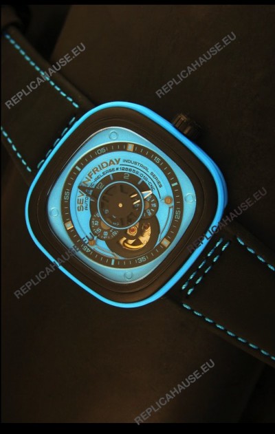 SevenFriday P-32 Black and Blue with Original Miyota 82S7 Movement - 1:1 Mirror Quality