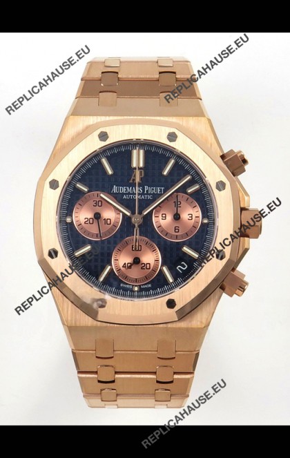 Royal Oak Chrono 26240 Rose Gold Blue Dial Super Clone Watch 