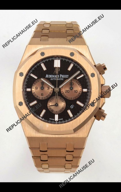 Royal Oak Chrono 26331 Rose Gold Brown Dial Super Clone Watch 