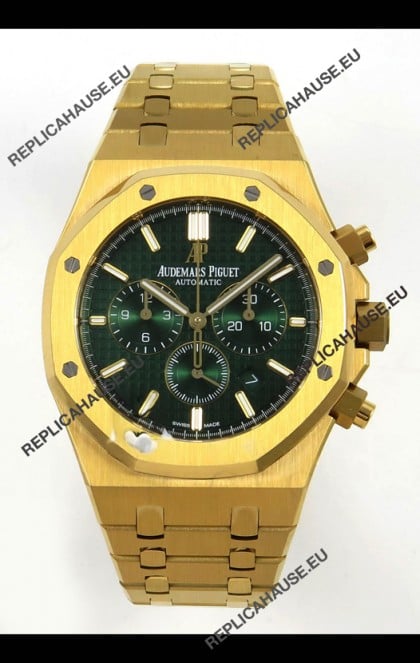 Royal Oak Chrono 26331 Yellow Gold Green Dial Super Clone Watch 