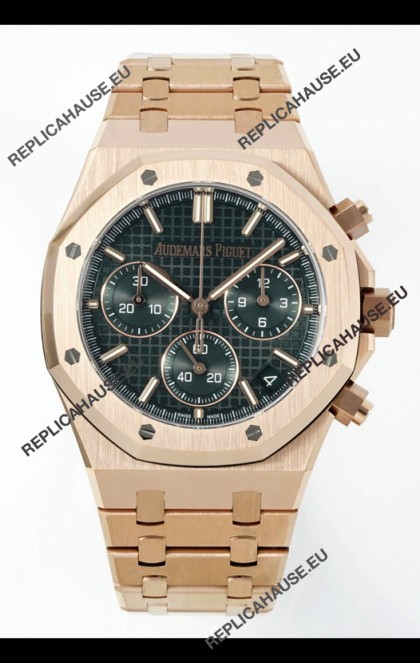 Royal Oak Chrono 26240 Rose Gold Strap in Green Dial Super Clone Watch 
