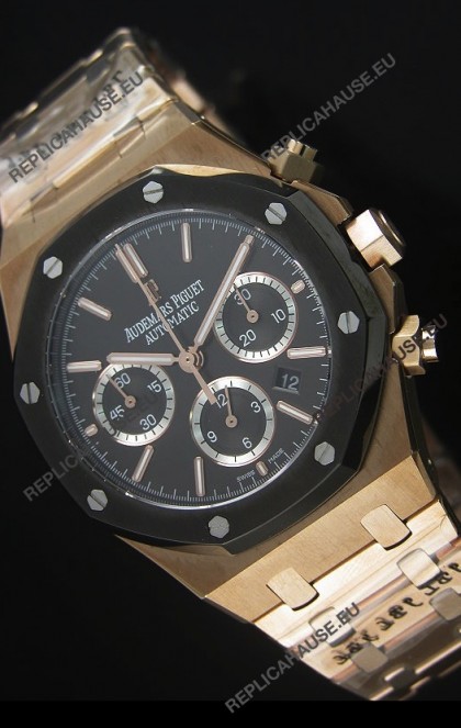 Audemars Piguet Royal Oak Rose Gold in Black Ceramic Dial - 1:1 Mirror Replica