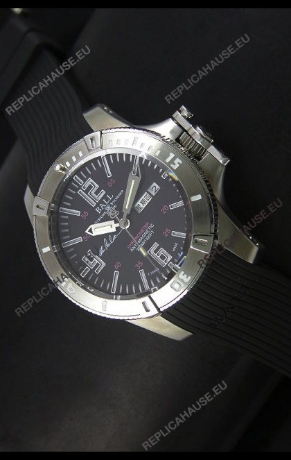 Ball Hydrocarbon Spacemaster Automatic Day Date Rubber Strap in Black Dial - Original Citizen Movement 