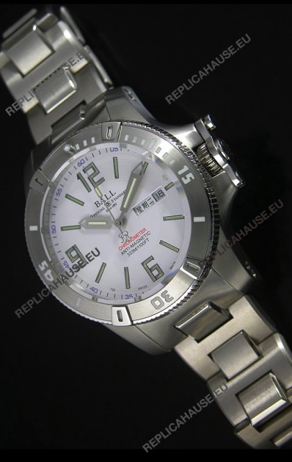 Ball Hydrocarbon Spacemaster Automatic Replica Day Date Watch in White Dial - Original Citizen Movement 
