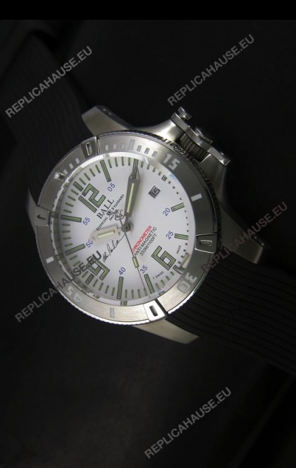 Ball Hydrocarbon Spacemaster Automatic Rubber Strap in White Dial - Original Citizen Movement 