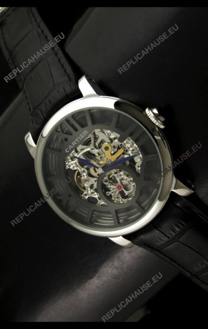 Cartier Ronde de Japanese Replica Watch in Skelton Grey Dial