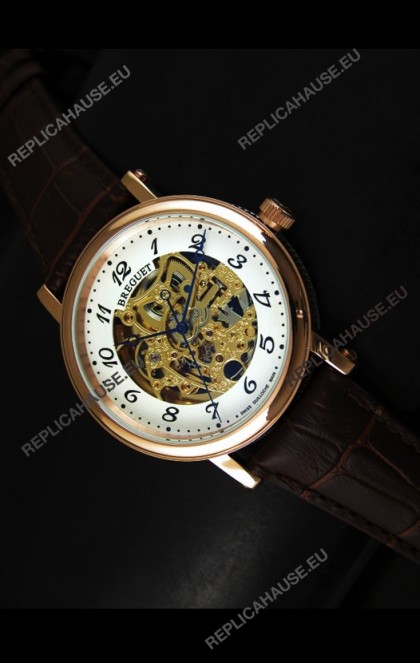 Breguet Classique Japanese Automatic Watch in Gold Skeleton Dial - Arabic Hour Numerals