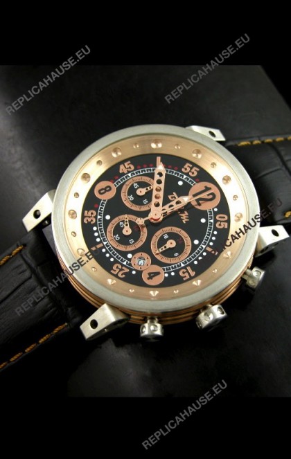 B.R.M.0011G6 Japanese Replica Quartz Watch in Black&Rose Gold Dial