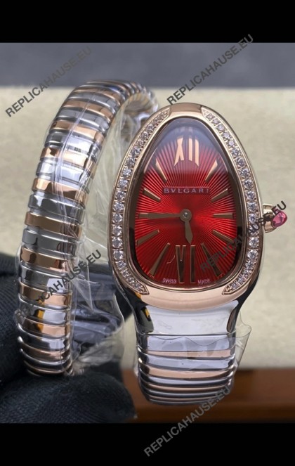 Serpenti Two Tone Red Dial Super Clone Watch