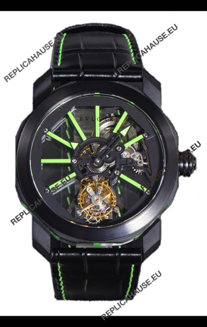 Bvlgari Octo Roma PVD Titanium Watch in Green Hour Markers Super Clone Watch 