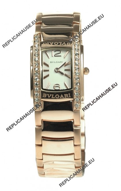 Bvlgari Rettangolo Japanese Replica Rose Gold Watch