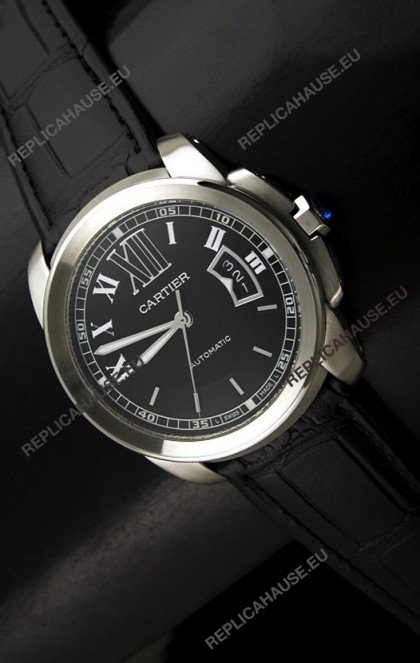 Cartier Calibre de Cartier Swiss Replica Automatic Watch in Black Dial