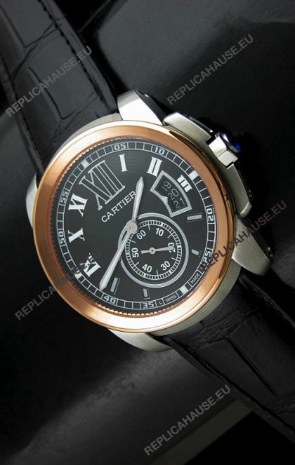 Cartier Calibre de Japanese Replica Watch in Black Dial