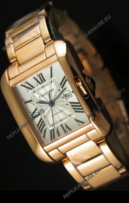 Cartier Tank Anglaise Mid Sized Swiss Watch Pink Gold - 1:1 Mirror Replica Watch