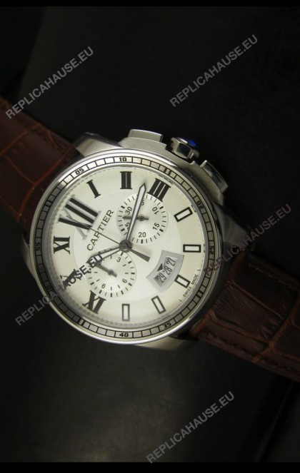 Calibre De Cartier Chronograph Japanese Replica Watch in Steel