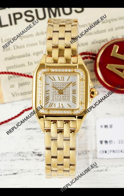 PANTHERE de Cartier 22mm Diamonds Dial Yellow Gold Super Clone Watch
