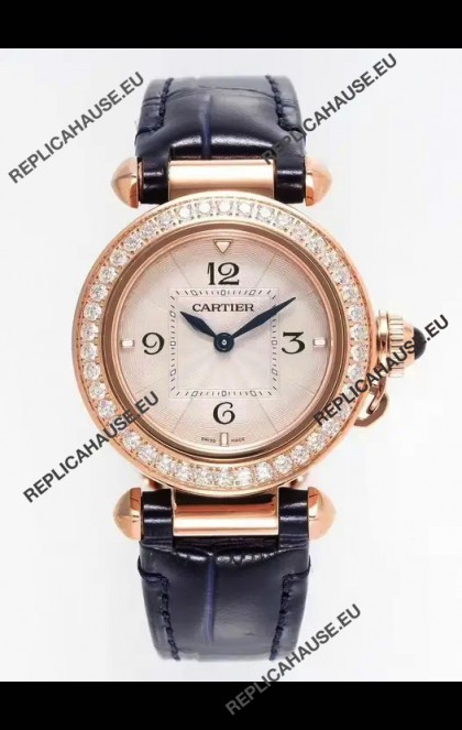Pasha De Cartier Rose Gold Casing Watch 30MM Super Clone Watch 