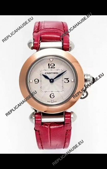 Pasha De Cartier Rose Gold Casing Watch 30MM Super Clone Watch 