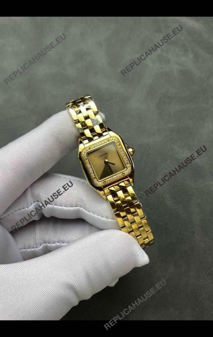 PANTHERE de Cartier 22MM Gold Dial Diamonds Super Clone Watch 