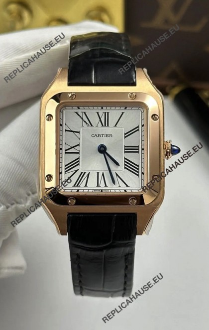 Cartier Santos Dumont in Rose Gold Casing 27MM Super Clone Watch 