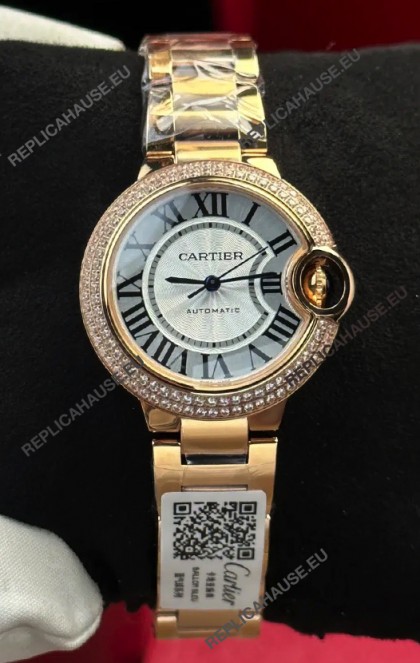 Ballon De Cartier Automatic 33MM Rose Gold Super Clone Watch 