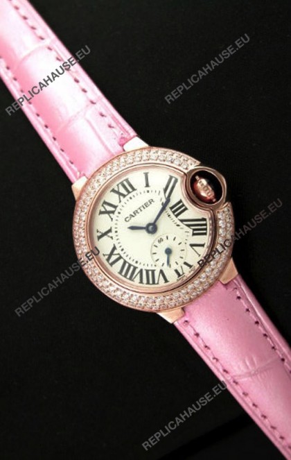 Cartier Swiss Ladies Replica Watch in Rose Gold Casing
