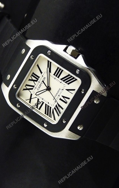 Cartier Santos Swiss Replica Watch in White Dial