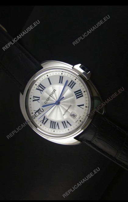 Cle De Cartier Watch 40MM Steel Case with Leather Steap - 1:1 Mirror Replica Watch
